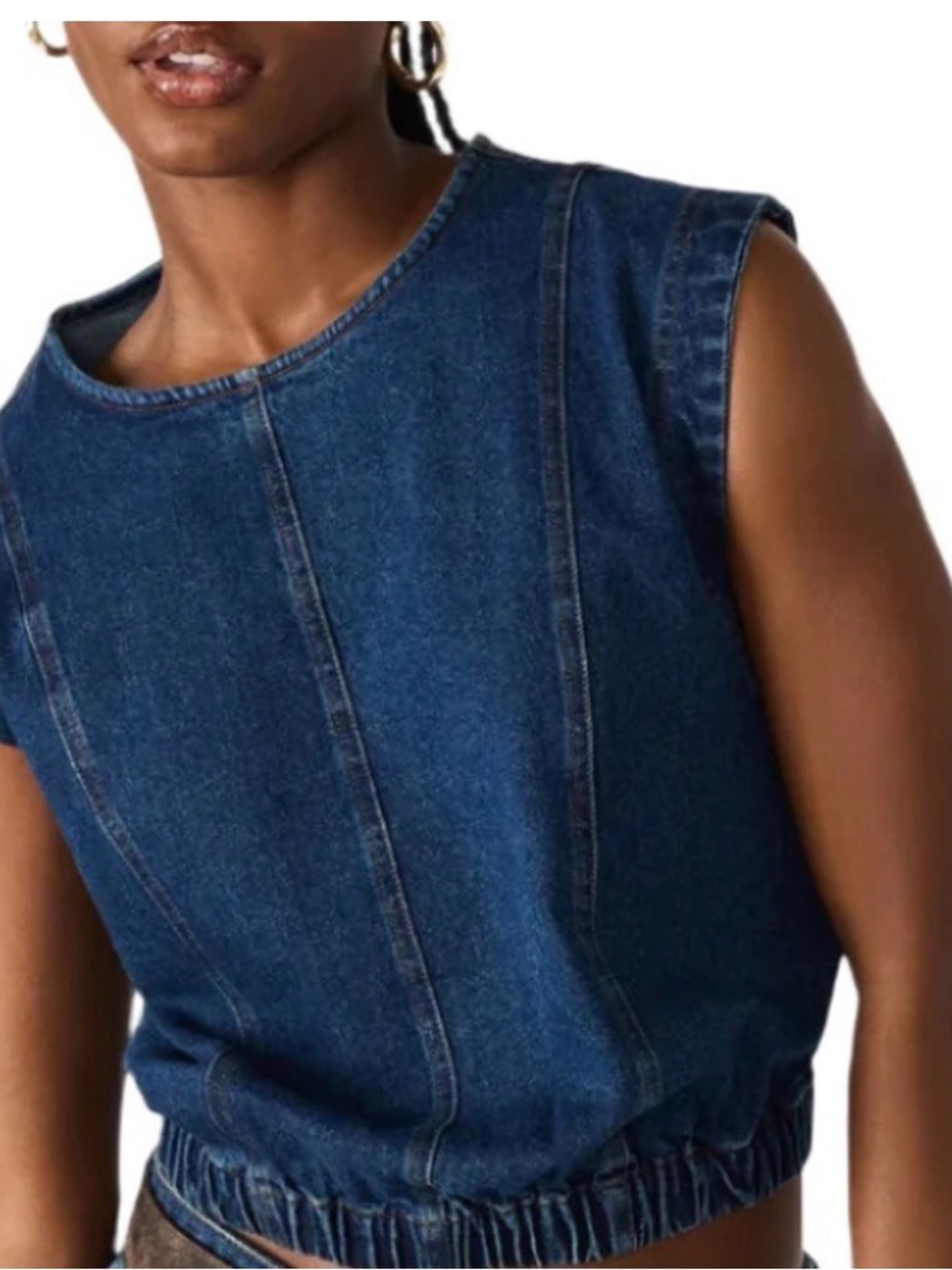 Steve Madden Dark Blue Denim Crop Top